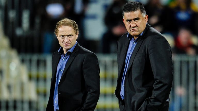 Jamie Joseph, right, and assistant Tony Brown - pictured in their roles at the Highlanders in 2014.