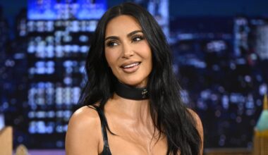 Kim Kardashian Debuts Side-Parted Blonde Lob With Plunging Minidress