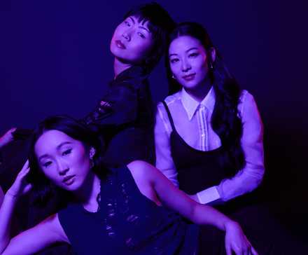 Ji-young Yoo, May Hong, and Arden Cho, the speaking voices of HUNTR/X in KPop Demon Hunters, pose for portraits photographed by Madi Atkins for Collider in Los Angeles, California, on Jan. 6, 2026.