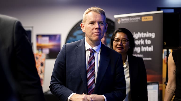 Labour Leader Chris Hipkins and Finance and Economy spokesperson Barbara Edmonds before making the Future Fund announcement on October 20, 2025.