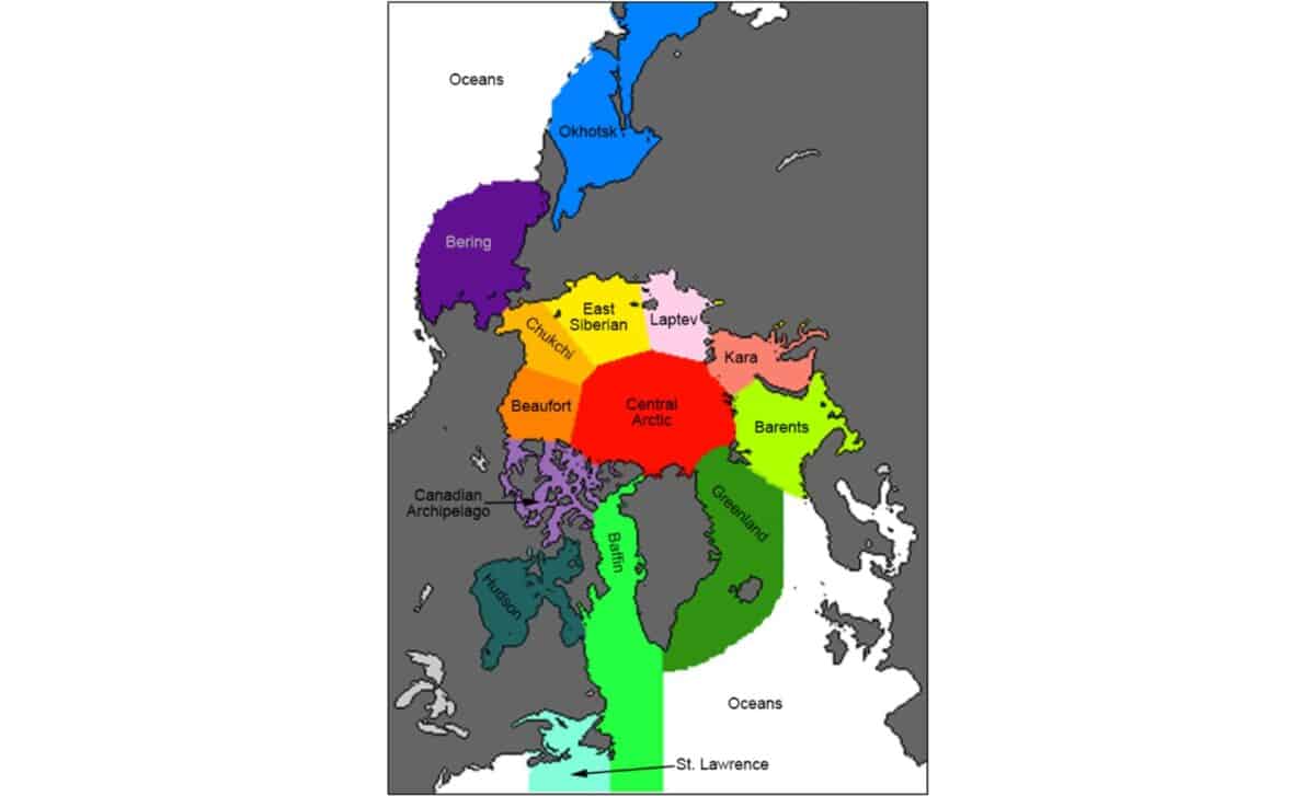 Map Of Arctic Regions (from Nsidc Sie Documentation)