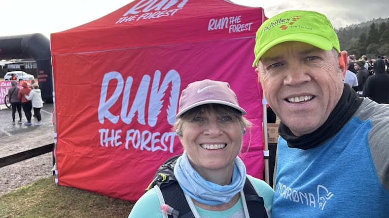 Martin Boult and his wife Debs prior to the Rotorua Forest Run last August.