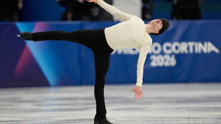 Maxim Naumov of the United States competes during the men's figure skating short program at the 2026 Winter Olympics, in Milan, Italy.