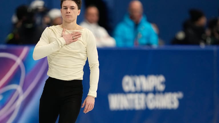 Maxim Naumov of the United States competes during the men's figure skating short program at the 2026 Winter Olympics, in Milan, Italy