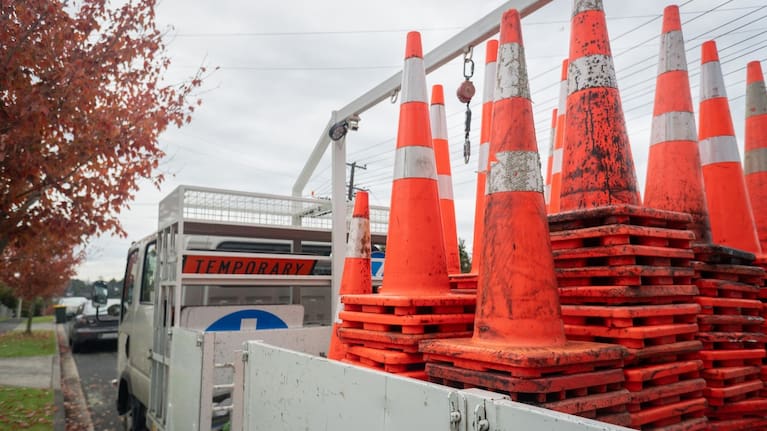 Road cones in the back of a truck in Auckland (file image). 