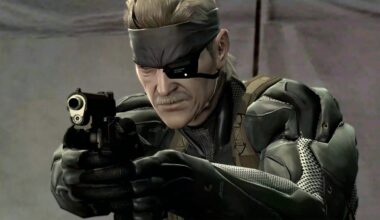 An old man with an eyepatch and mustache points a gun toward the camera.