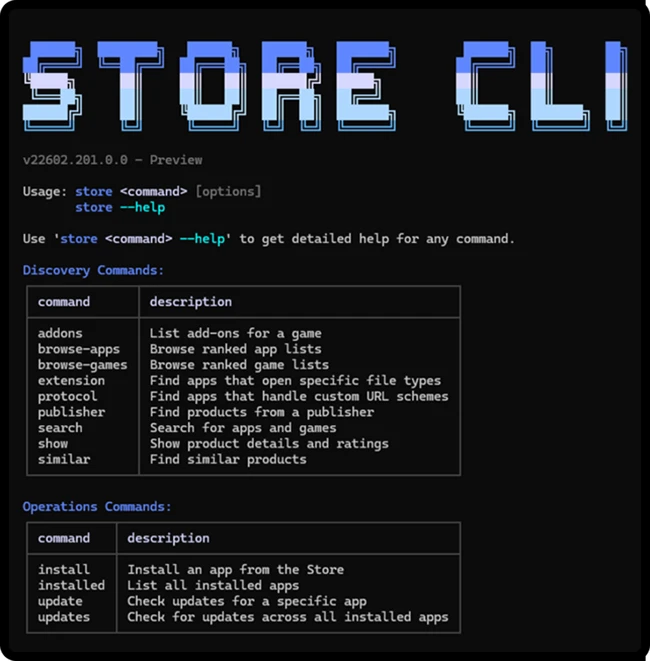 Microsoft Store CLI