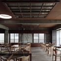 © Koichi Torimura Dining Above the Depot / mtthw - Interior Photography, Dining room, Wood, Chair, Beam