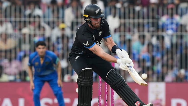 New Zealand's Finn Allen plays a shot during the T20 World Cup cricket match between New Zealand and United Arab Emirates in Chennai, India.