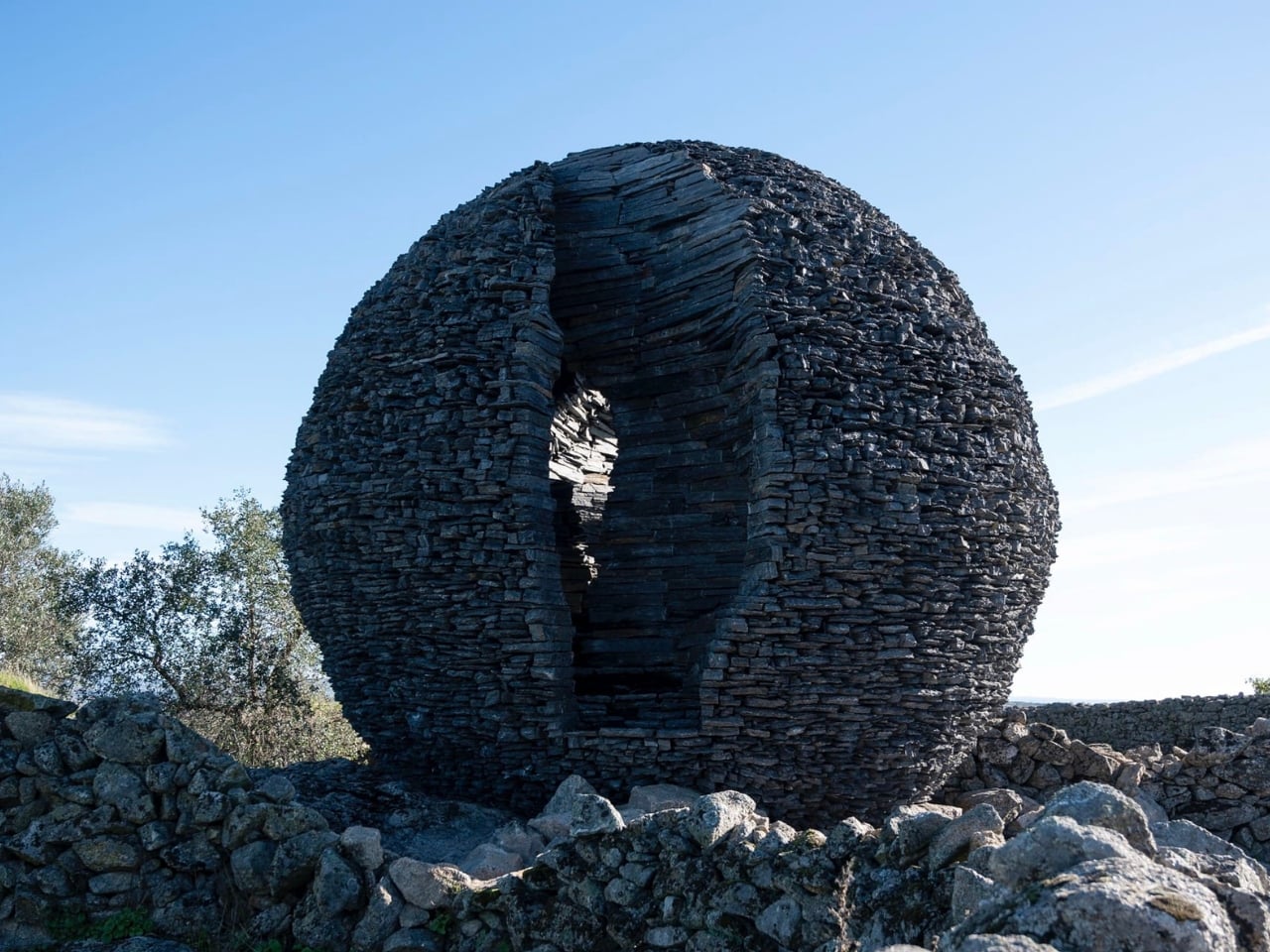 A Hand-Built Stone Sphere Just Landed in Rural Portugal