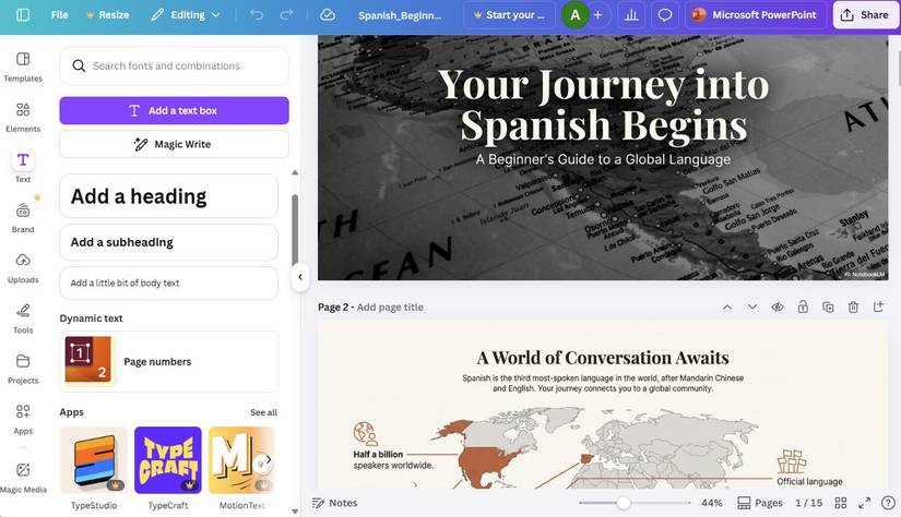 Screenshot showing a NotebookLM Slide Deck in Canva