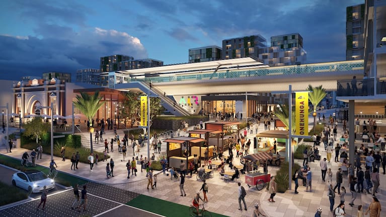 Onehunga light rail station render.