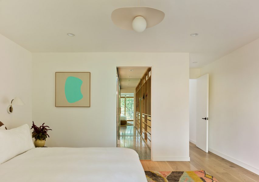 A bedroom that's bright and minimally decorated