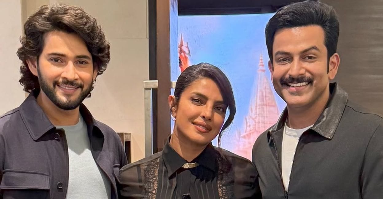 Priyanka Chopra with Prithviraj and Mahesh Babu. Photo: Instagram
