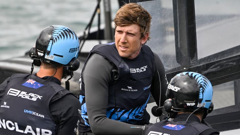 Peter Burling in action with the Black Foils on the Waitemata Harbour in January this year..