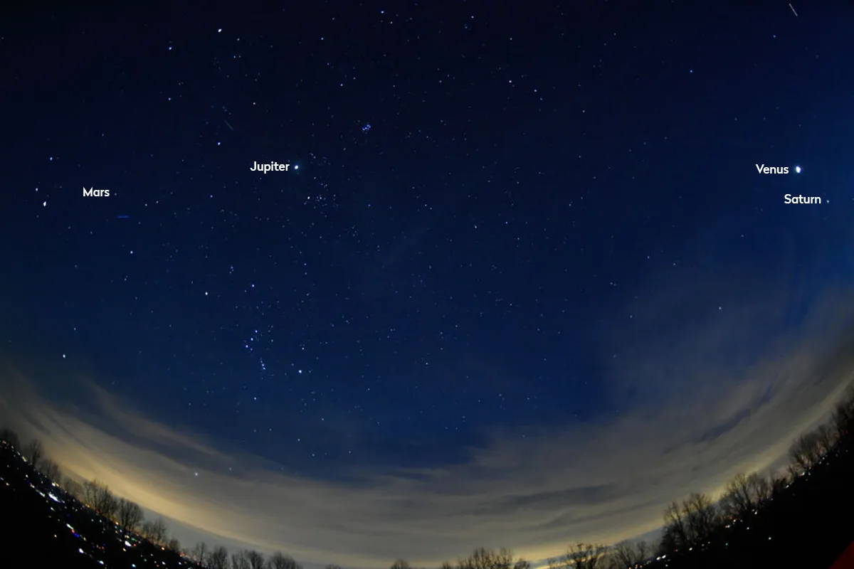View of the planet parade captured from Sparta NC, USA< 25 January 2025. Photo by Peter Zay/Anadolu via Getty Images