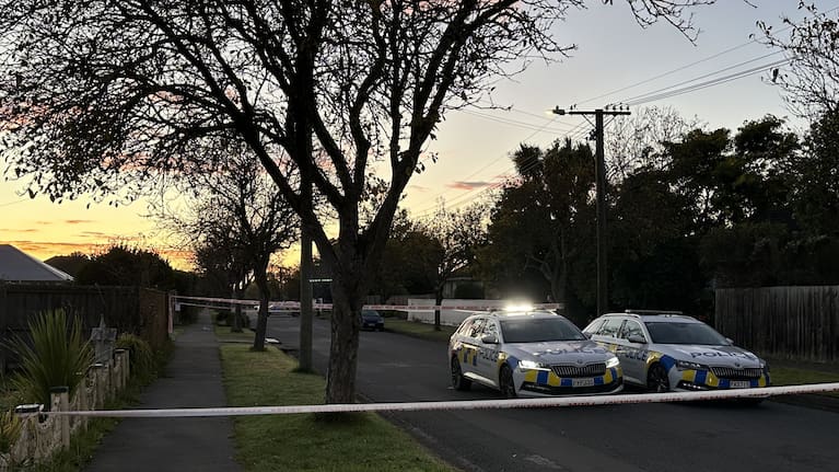 Police at the scene of an altercation in Christchurch's Northcote this morning.