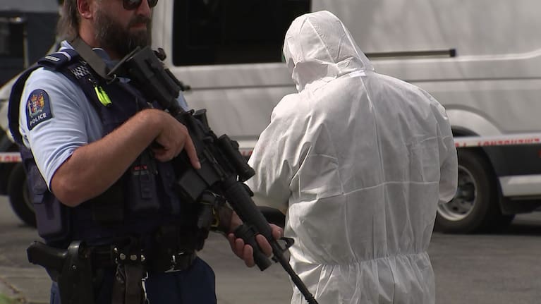 Police at the scene of the incident in Christchurch's Northcote.