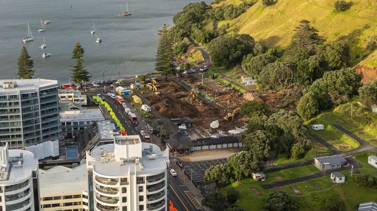 Police, fire and emergency services at Mount Maunganui campground.