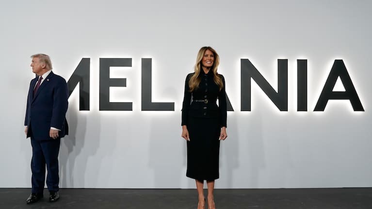 US President Donald Trump and first lady Melania Trump arrive for the premiere of her movie "Melania" at The John F. Kennedy Memorial Centre.