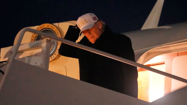 President Donald Trump arrives on Air Force One, Sunday, Feb. 1, 2026, at Joint Base Andrews, Md., after returning from a trip to Florida.