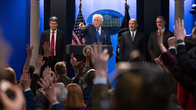 President Donald Trump speaks during a press briefing at the White House, Friday, Feb. 20, 2026, in Washington