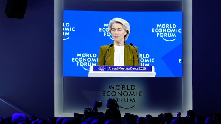 President of the European Commission Ursula von der Leyen talks during the Annual Meeting of the World Economic Forum.