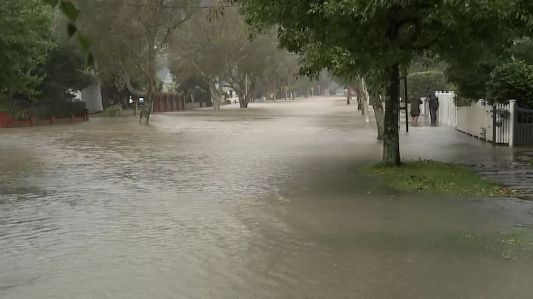 Roads flooding near the Waiwhetu Stream in Lower Hutt.