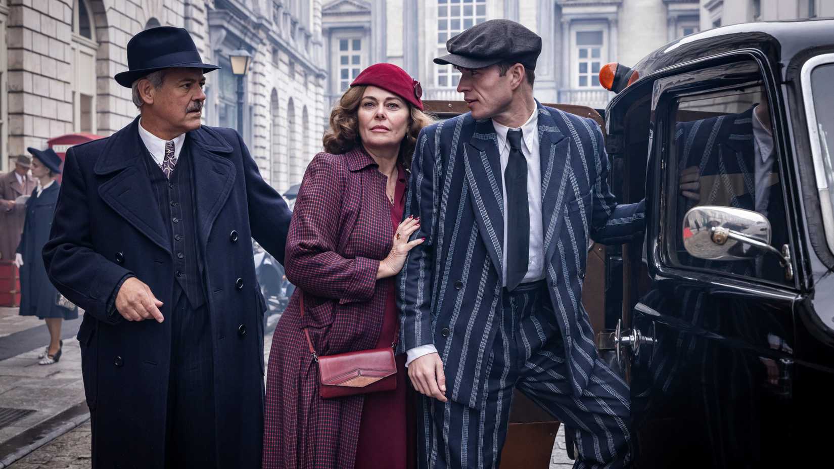 Rupert Graves, Polly Walker, and Connor Finch in Bookish season 2