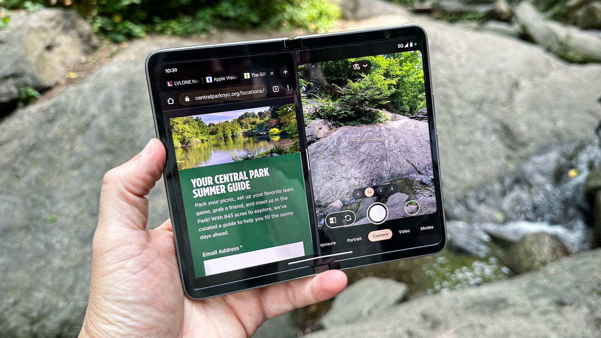 Google Pixel Fold shown in hand