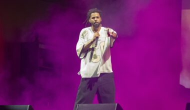 RALEIGH, NORTH CAROLINA - APRIL 06: J. Cole performs during the 2025 Dreamville Music Festival at Dorothea Dix Park on April 06, 2025 in Raleigh, North Carolina.