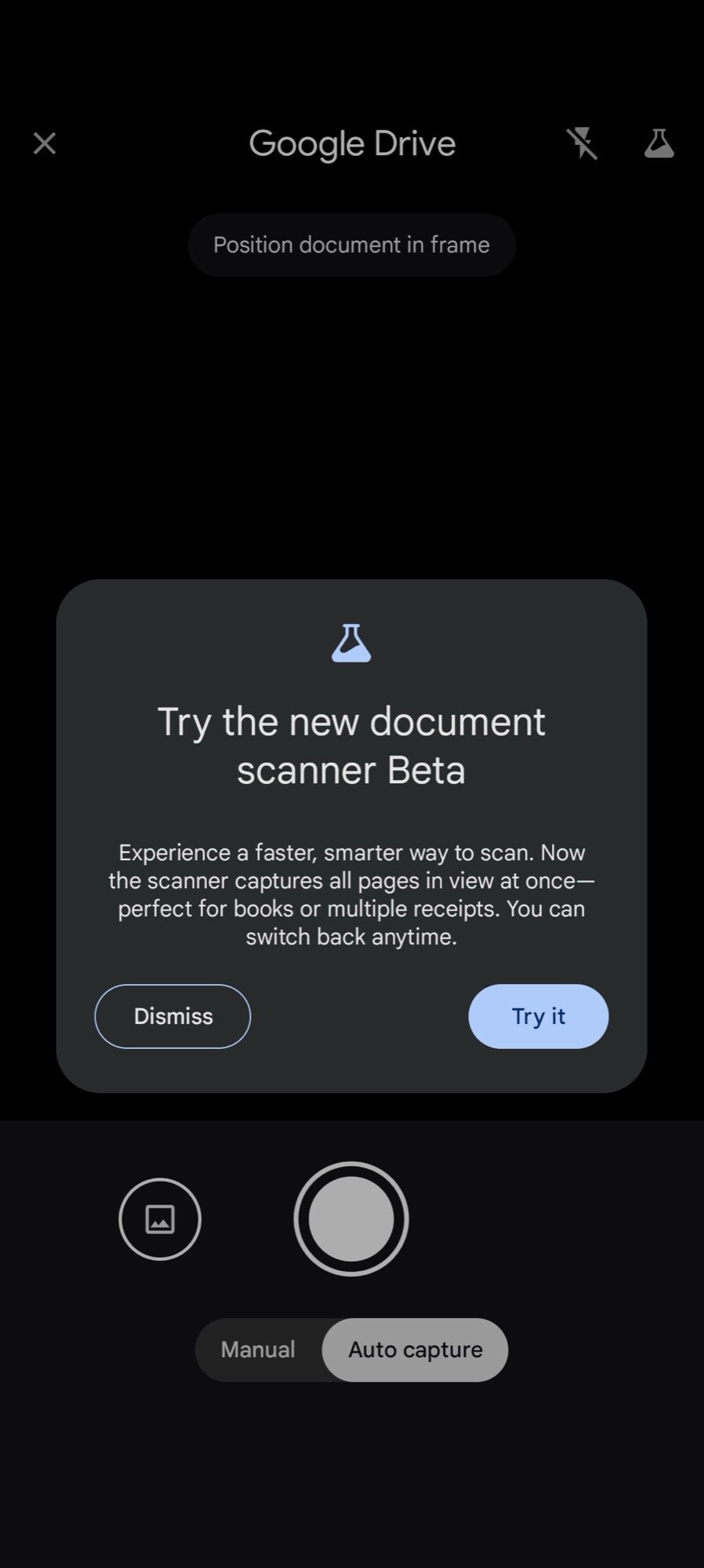screenshot google drive document scanner beta 1