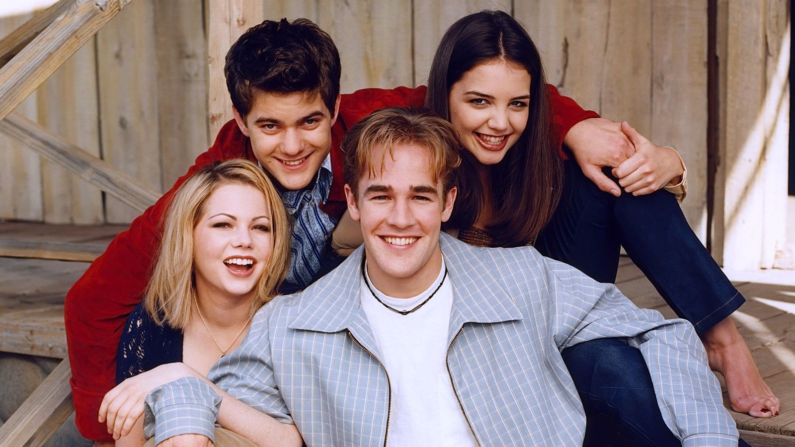 Dawson's Creek stars clockwise from top left: Joshua Jackson, Katie Holmes, James Van Der Beek and Michelle Williams. Pic: Fergus Greer/ Columbia TriStar Television/ Everett/ Shutterstock