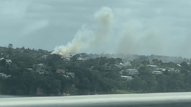 Smoke billows from a blaze at Auckland's Northcote College.