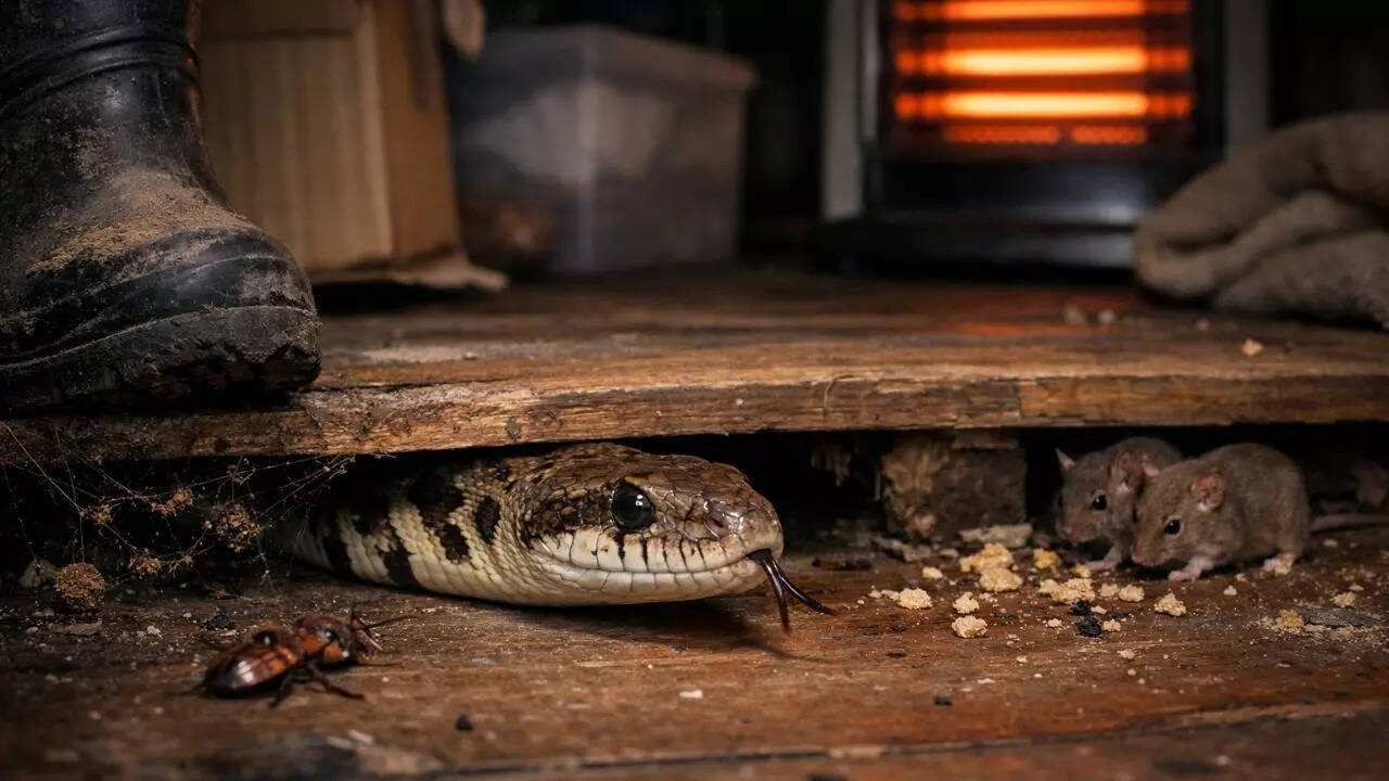 Snakes shelter in human space