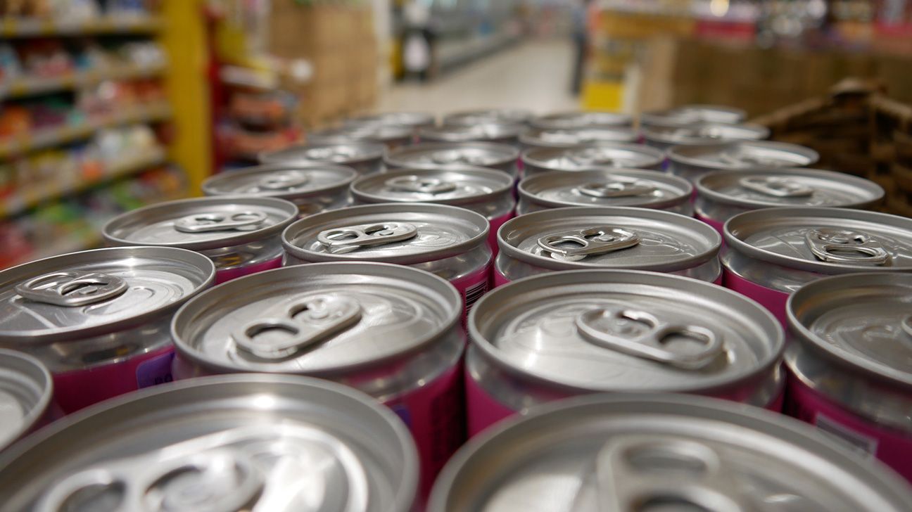 Rows of canned sodas
