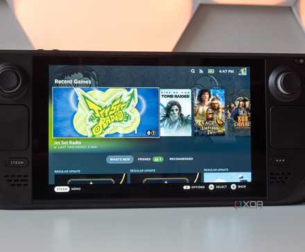 Valve's Steam Deck with SteamOS' main menu open