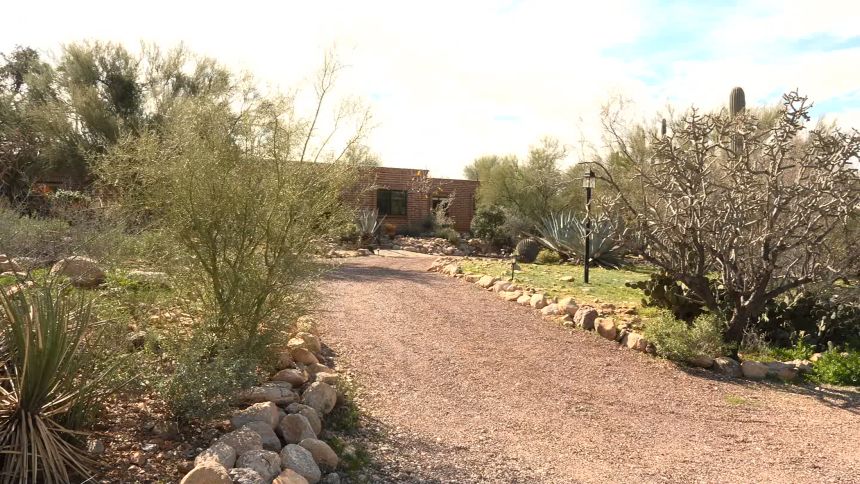 Nancy Guthrie's home is seen in Tucson, Arizona, on Monday.