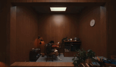a gif from a J. Cole music video directed by Ryan Doubiago, depicting a moving shot looping through different eras of the rapper