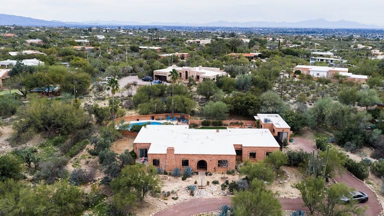 The home of Nancy Guthrie, the missing mother of Today show host Savannah Guthrie, is seen from above.