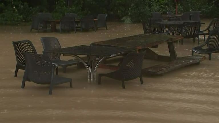 The rain had caused damage to much of the property The Raspberry Café sat on.