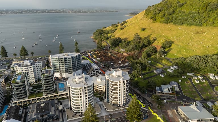 The scene at Mount Maunganui last month.