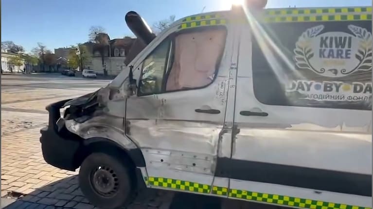 Two ambulances were struck by drones.