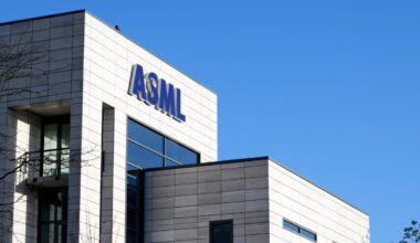 ASML logo on top of a company building.