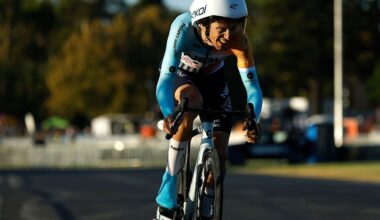 ADELAIDE, AUSTRALIA - JANUARY 20: George Bennett of New Zealand and NSN Cycling Team competes during the 26th Santos Tour Down Under 2026 - Prologue a 3.6km individual time trial stage from Adelaide to Adelaide / #UCIWT / on January 20, 2026 in Adelaide, Australia. (Photo by Con Chronis/Getty Images)