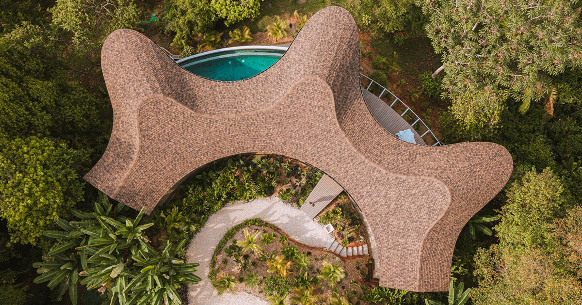 wavy roofscape crowns open-air house by studio saxe in costa rica
