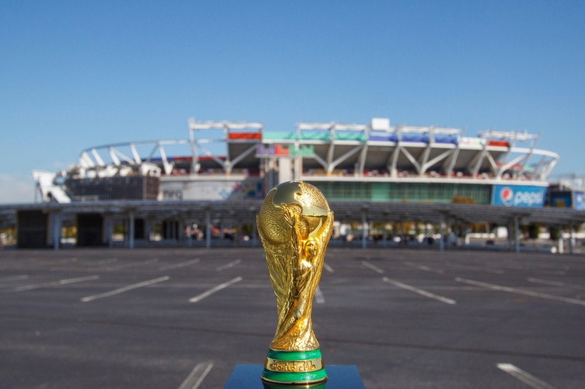 World Cup FIFA on background FedEx Field Stadium, Maryland near Washington DC