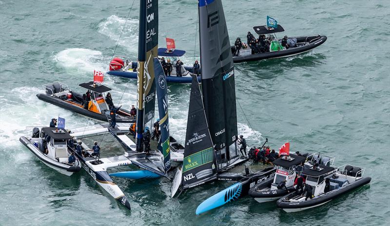 DS Automobiles SailGP Team France leaders in Auckland but caught in an unavoidable crash