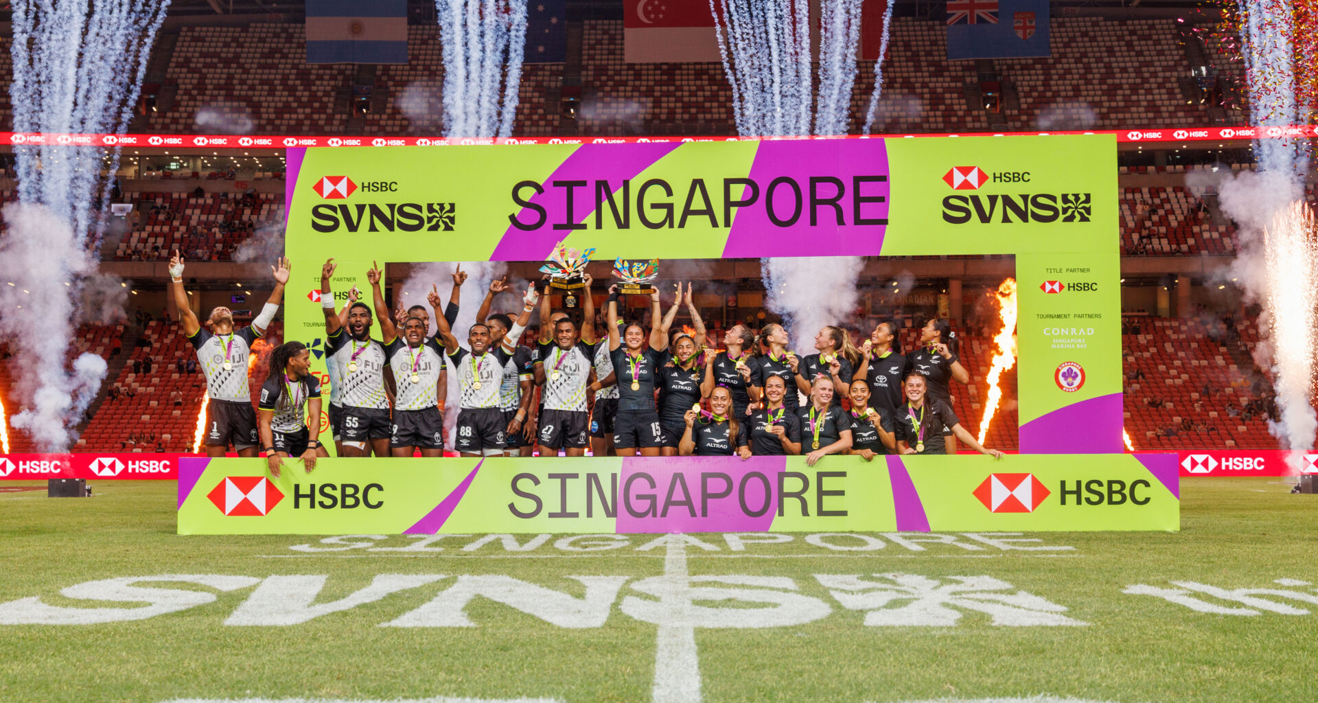 Fiji and New Zealand claim Singapore titles