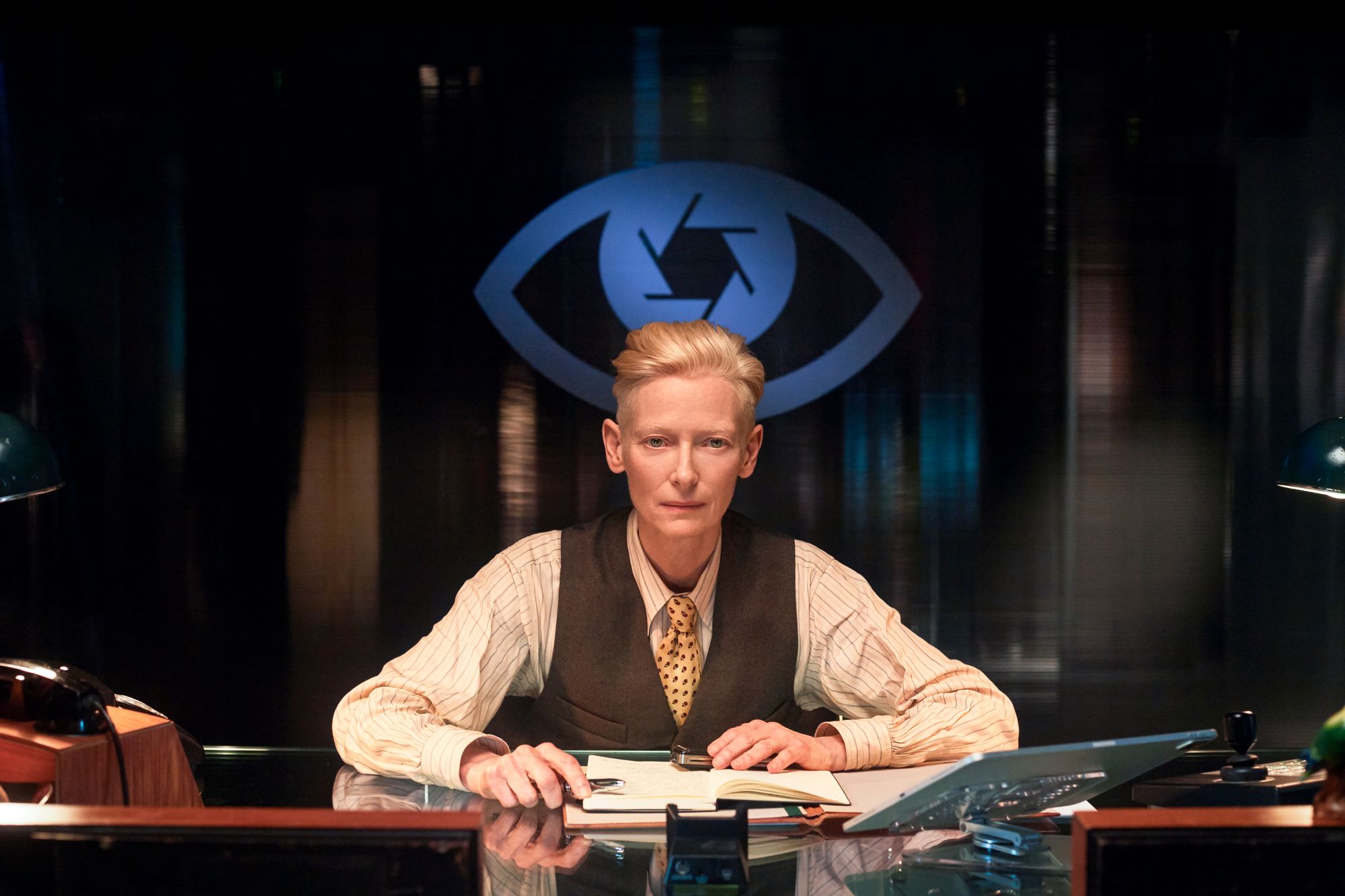 Tilda Swinton as the head of the 'Ministry of Not Forgetting', in 'Broken English'